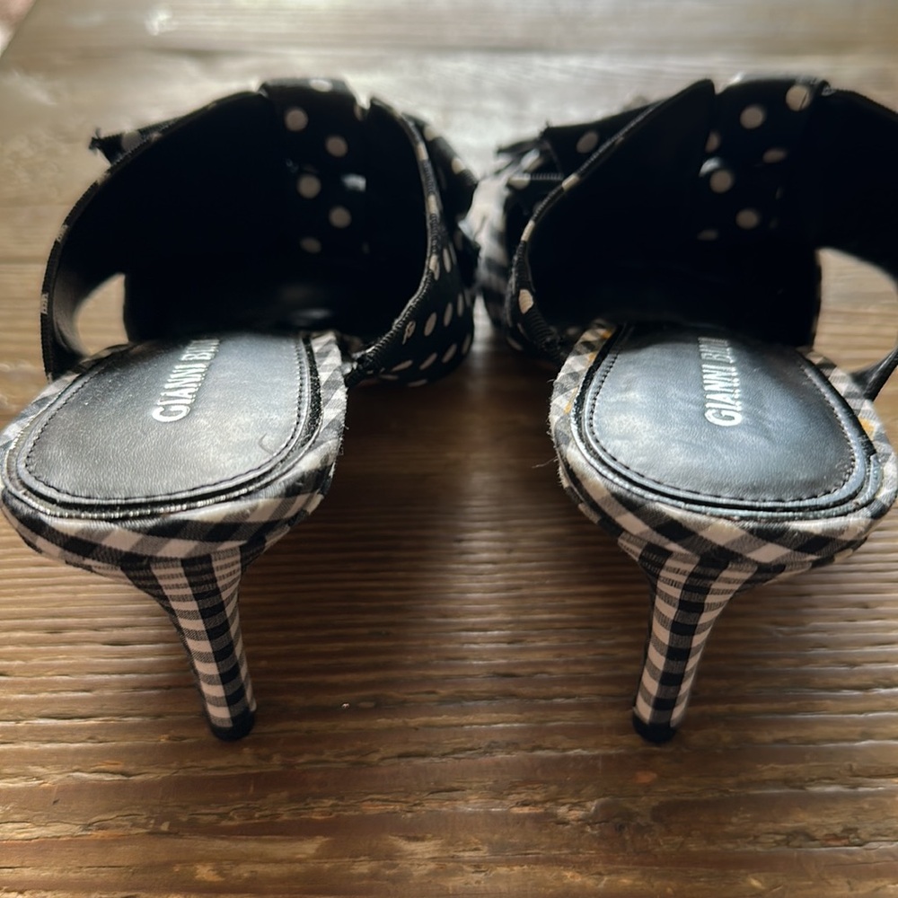 Gianni Bini black and white gingham heeled sandals size 9 new - make a statement - Picture 3 of 5